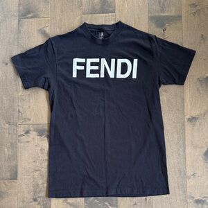 Vintage 90s Fendi Spell Out Single Stitch Graphic Designer Shirt XL